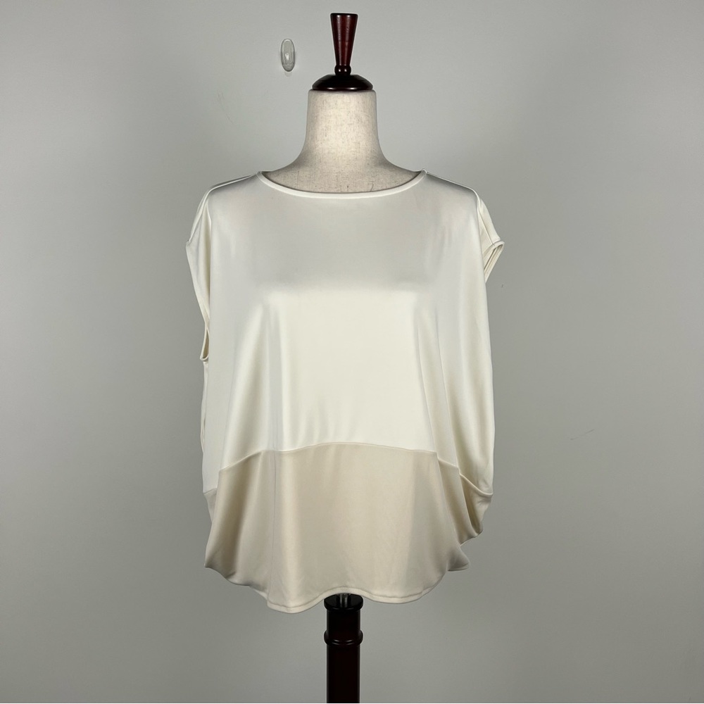Alfani White Cap-Sleeve Color Blocked Top Size X-Small NWT